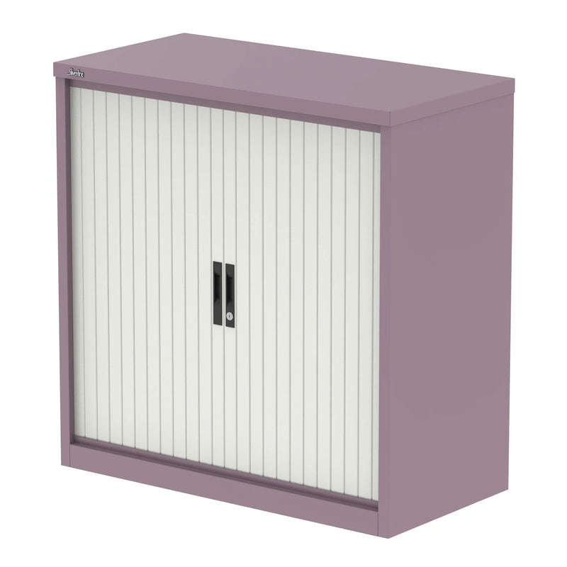 QUBE Tambour Cupboard - Pastel Violet & Satin White - NWOF