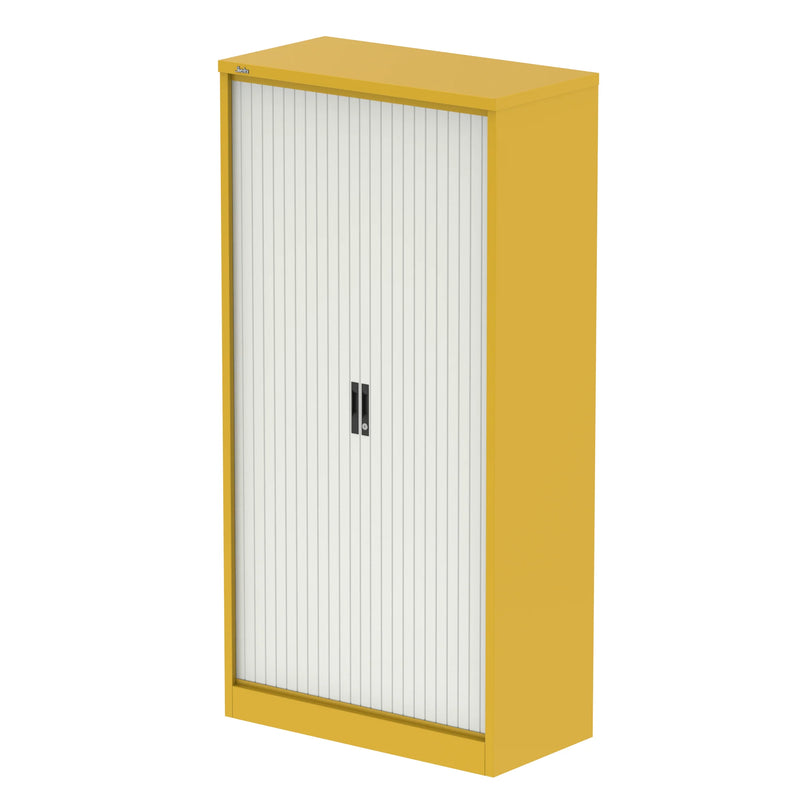 QUBE Tambour Cupboard - Lemon Yellow & Satin White - NWOF