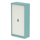 QUBE Tambour Cupboard - Pastel Turquoise & Satin White - NWOF