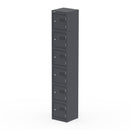 Dynamic Qube Locker 1800mm high in graphite grey, featuring a sleek metal design and multiple compartments for storage.