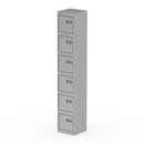 Silver Qube Locker by Dynamic, 1800mm high, with multiple compartments and secure locking mechanism, shown in the image.