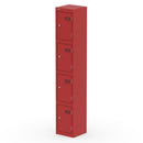 Red Qube Locker by Dynamic, 1800mm high, with multiple compartments and secure doors, designed for organized storage.