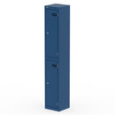 Blue Qube Locker by Dynamic, 1800mm high with multiple compartments, shown in a clean, organized setup.