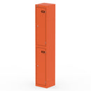 Dynamic Qube Locker 1800mm high in Sienna Orange, featuring a sleek metal design with multiple compartments and secure locking system.