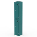 Dynamic Qube Locker 1800mm high in verdigris finish, showing a modern metal storage locker with vents and sturdy construction.