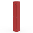 Red Qube Locker by Dynamic, 1800mm high, sturdy metal storage locker with ventilation and secure locking features.
