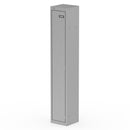 Silver Qube Locker by Dynamic, 1800mm high with secure door and ventilation, designed for durable storage solutions.