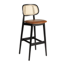Relish Bar Stool - Satin Black With Natural Cane Back & Lascari Seat Pad - NWOF