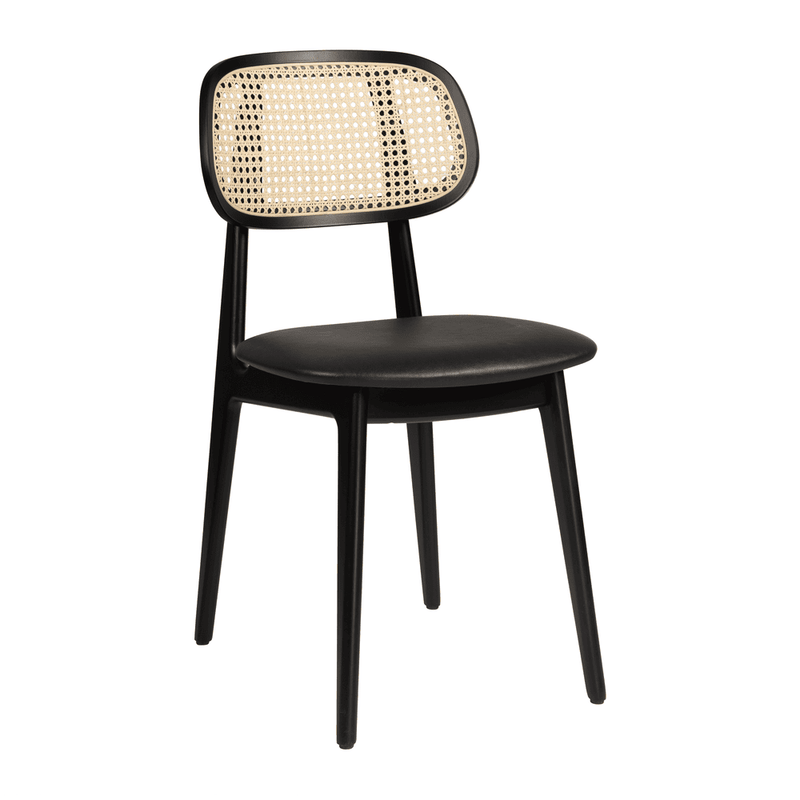 Relish Side Chair - Satin Black With Natural Cane Back & Lascari Seat Pad - NWOF