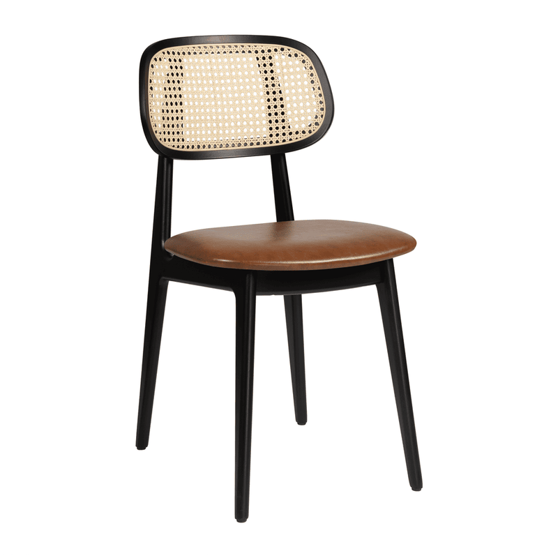 Relish Side Chair - Satin Black With Natural Cane Back & Lascari Seat Pad - NWOF
