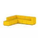 Dynamic Mawsley modular L-shaped corner sofa with left arm chaise end, showcasing plush cushions and modern fabric upholstery.