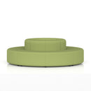 Dynamic Mawsley Modular Seating Set with low back circular island, featuring modern outdoor lounge furniture on a patio.