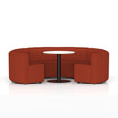 Dynamic Mawsley modular seating set featuring a low back circular booth with plush upholstery and modern design.