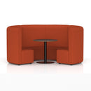 High back circular booth from the Mawsley Modular Seating Set by Dynamic, featuring plush upholstery and modern design.