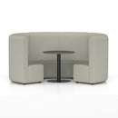 Dynamic Mawsley modular seating set with high back circular booth, featuring plush cushions and modern design for versatile lounge spaces.