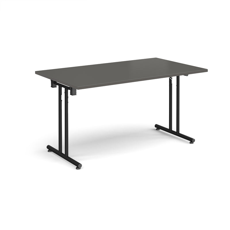 Rectangular Folding Leg Table With Straight Foot Rails - Onyx Grey - NWOF