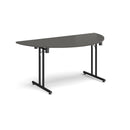Semi Circular Folding Leg Table With Straight Foot Rails - Onyx Grey - NWOF