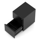 Black steel mobile pedestal with three drawers by Dynamic, featuring a sturdy base and lockable compartments for office storage.
