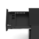 Black steel mobile pedestal with three drawers from Dynamic, featuring a sturdy base and sleek design for office storage.
