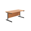 TC Office Single Upright 800mm Deep Rectangular Desk - Beech - NWOF