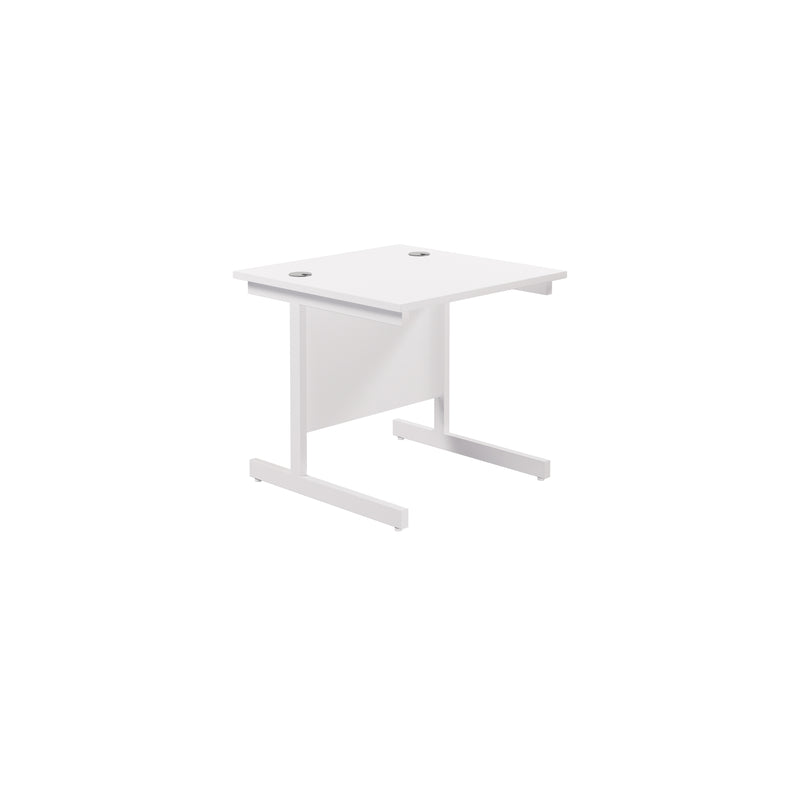 TC Office Single Upright 800mm Deep Rectangular Desk - White - NWOF