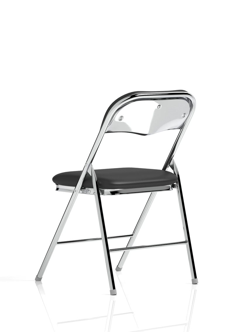 Sicily Black Polyurethane Folding Chair - NWOF