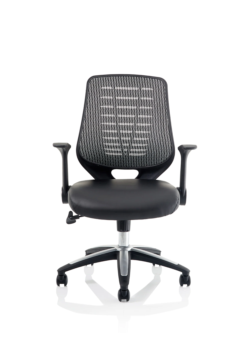 Relay Task Operator Chair Leather Seat Silver Back With Arms - NWOF