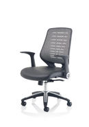 Relay Task Operator Chair Leather Seat Silver Back With Arms - NWOF