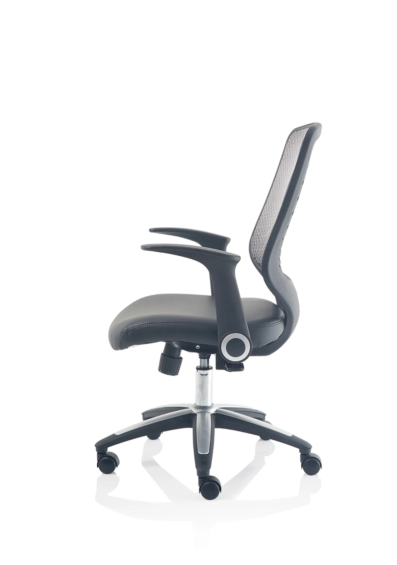 Relay Task Operator Chair Leather Seat Silver Back With Arms - NWOF