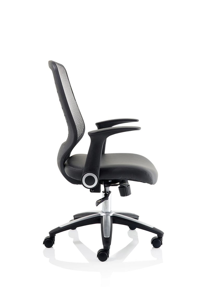 Relay Task Operator Chair Leather Seat Silver Back With Arms - NWOF