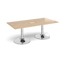 Trumpet Base Rectangular Boardroom Table With Central Cut-Out - Kendal Oak - NWOF