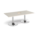 Trumpet Base Rectangular Boardroom Table With Central Cut-Out - Light Grey - NWOF