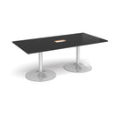 Trumpet Base Rectangular Boardroom Table With Central Cut-Out - Black - NWOF