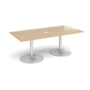 Trumpet Base Rectangular Boardroom Table With Central Cut-Out - Kendal Oak - NWOF