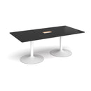 Trumpet Base Rectangular Boardroom Table With Central Cut-Out - Black - NWOF