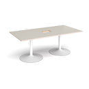 Trumpet Base Rectangular Boardroom Table With Central Cut-Out - Light Grey - NWOF
