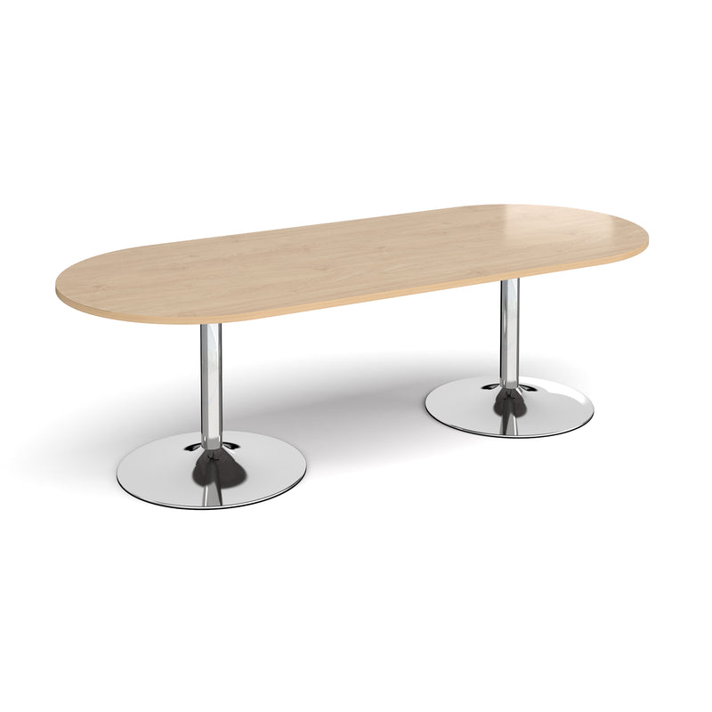 Trumpet Base Radial End Boardroom Table 2400mm - Kendal Oak - NWOF