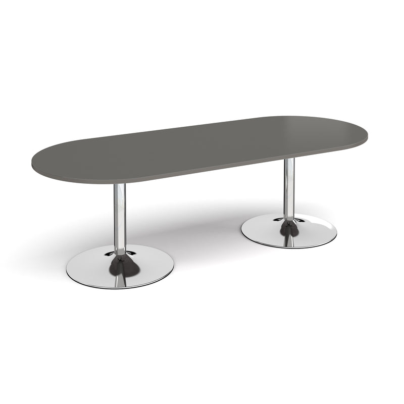 Trumpet Base Radial End Boardroom Table 2400mm - Onyx Grey - NWOF