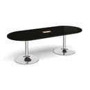 Trumpet Base Radial End Boardroom Table With Central Cut-Out 2400mm x 1000mm - Black - NWOF