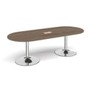 Trumpet Base Radial End Boardroom Table With Central Cut-Out 2400mm x 1000mm - Barcelona Walnut - NWOF