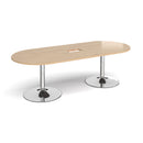 Trumpet Base Radial End Boardroom Table With Central Cut-Out 2400mm x 1000mm - Kendal Oak - NWOF