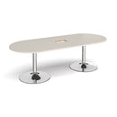 Trumpet Base Radial End Boardroom Table With Central Cut-Out 2400mm x 1000mm - Light Grey - NWOF