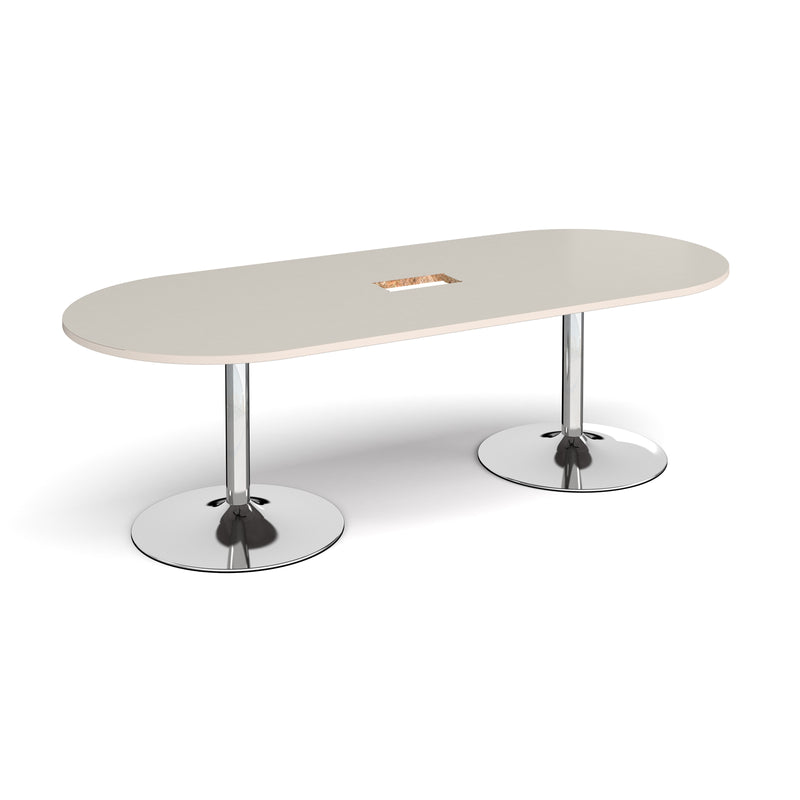 Trumpet Base Radial End Boardroom Table With Central Cut-Out 2400mm x 1000mm - Light Grey - NWOF