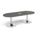 Trumpet Base Radial End Boardroom Table With Central Cut-Out 2400mm x 1000mm - Onyx Grey - NWOF