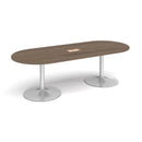 Trumpet Base Radial End Boardroom Table With Central Cut-Out 2400mm x 1000mm - Barcelona Walnut - NWOF