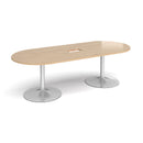 Trumpet Base Radial End Boardroom Table With Central Cut-Out 2400mm x 1000mm - Kendal Oak - NWOF
