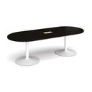 Trumpet Base Radial End Boardroom Table With Central Cut-Out 2400mm x 1000mm - Black - NWOF
