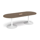 Trumpet Base Radial End Boardroom Table With Central Cut-Out 2400mm x 1000mm - Barcelona Walnut - NWOF