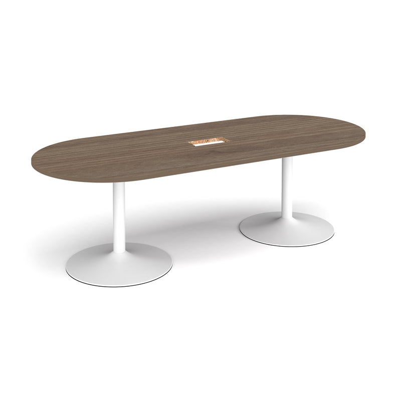Trumpet Base Radial End Boardroom Table With Central Cut-Out 2400mm x 1000mm - Barcelona Walnut - NWOF
