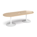Trumpet Base Radial End Boardroom Table With Central Cut-Out 2400mm x 1000mm - Kendal Oak - NWOF